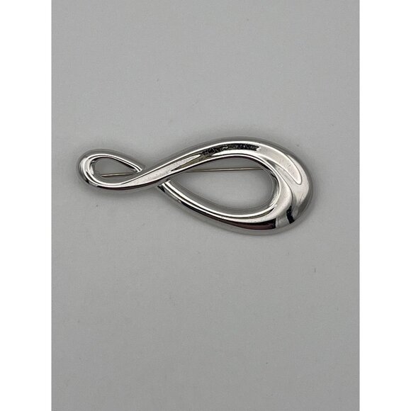 Vintage Monet Asymmetrical Infinity Silver Tone 3" - Picture 1 of 16